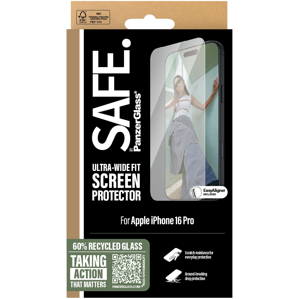 Szkło hartowane + aplikator Safe by PanzerGlass Ultra-Wide Fit Easy Aligner do iPhone 16 Pro